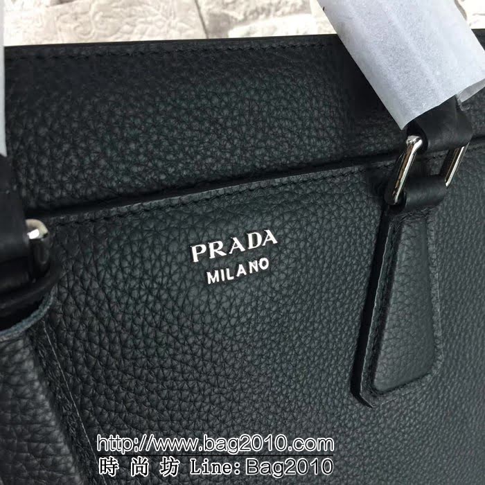 普拉達PRADA原單 最新款 2VG014-2F克色原版荔枝紋男士商務公事包 PHY1349